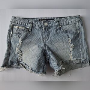 ZcoJeans Blue Striped Distressed Shorts